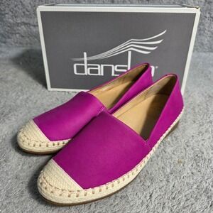 Dansko Lesley Nubuck Leather Fuchsia Espadrille Flats Slip On Shoes Women EU 36